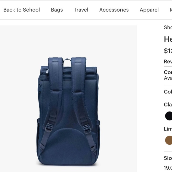 Herschel Peacoat/Birch Backpack - LARGE 30L - Special Edition - Picture 5 of 10